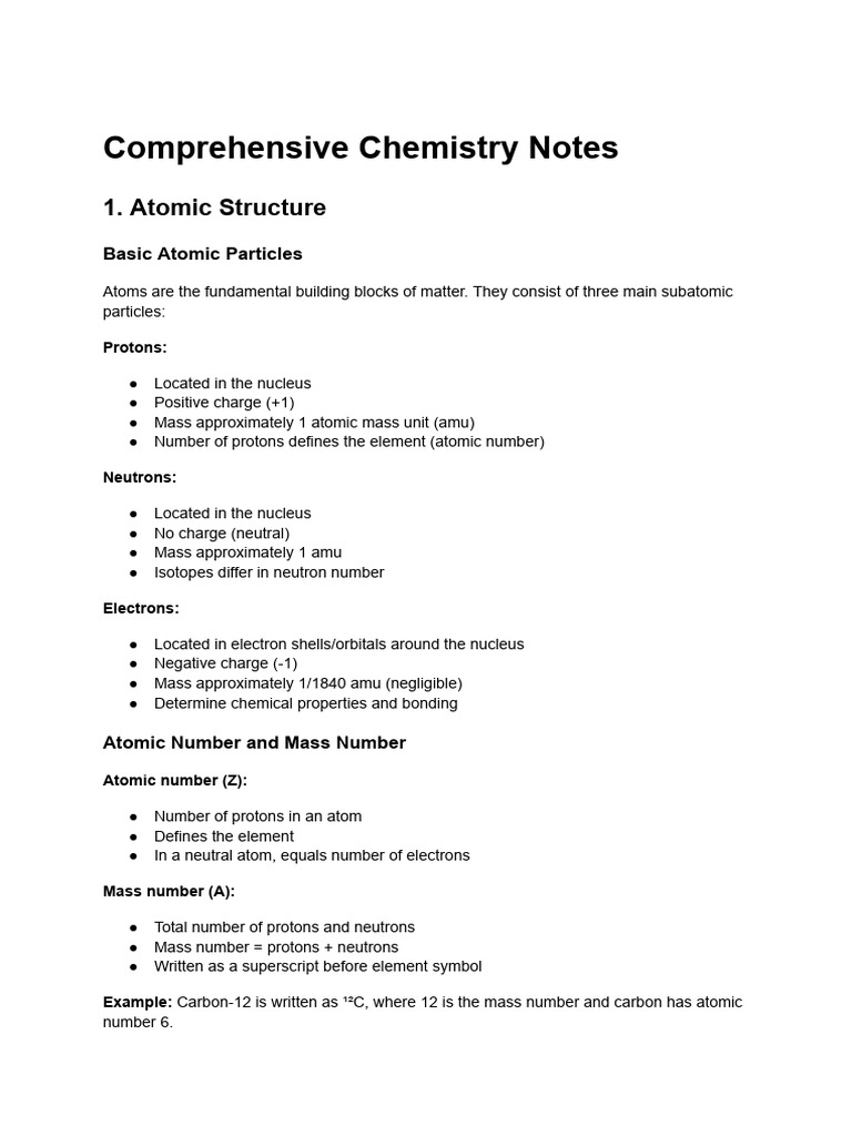 Detailed Chemistry Notes | PDF | Ion | Acid