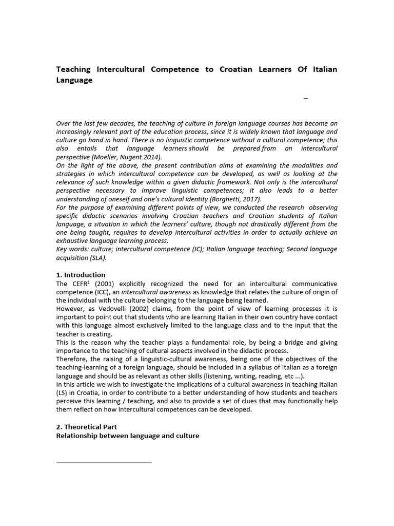 Intercultural Competence in Italian Teaching | PDF | Learning | Teachers