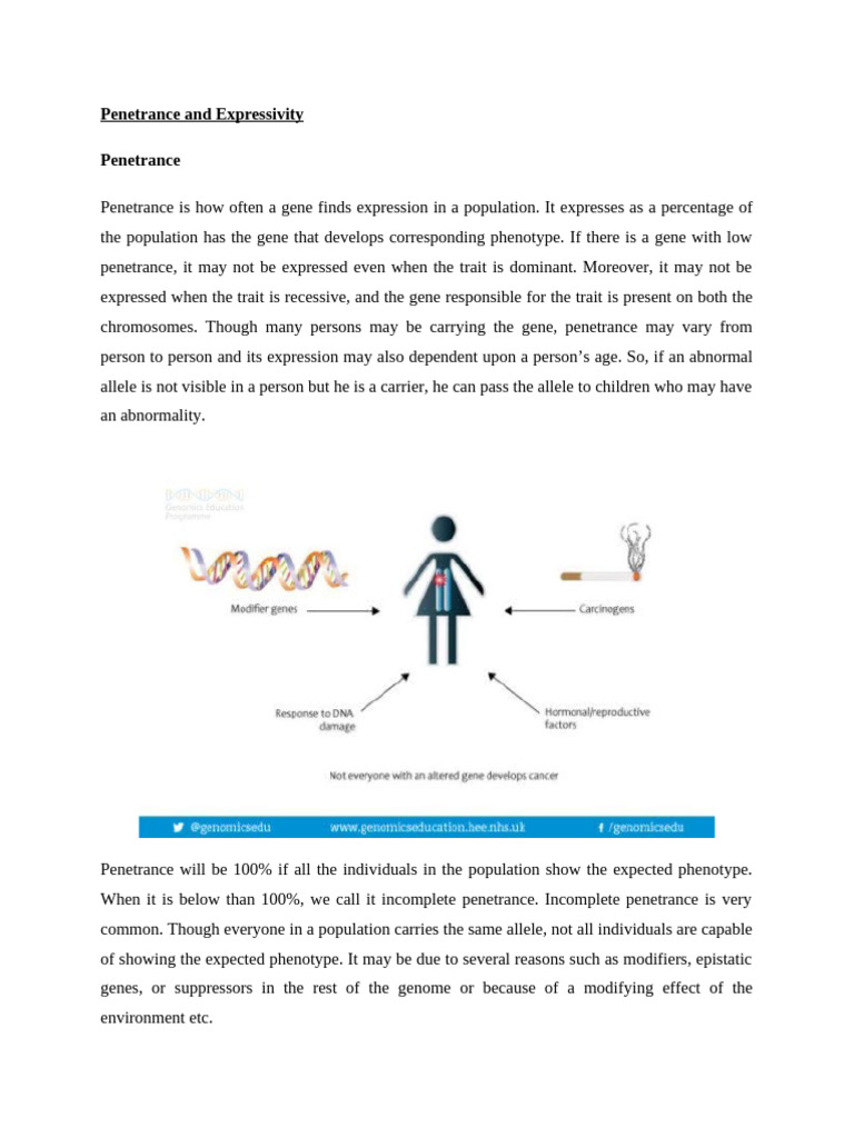 Understanding Penetrance and Expressivity | PDF | Genotype | Dominance ...