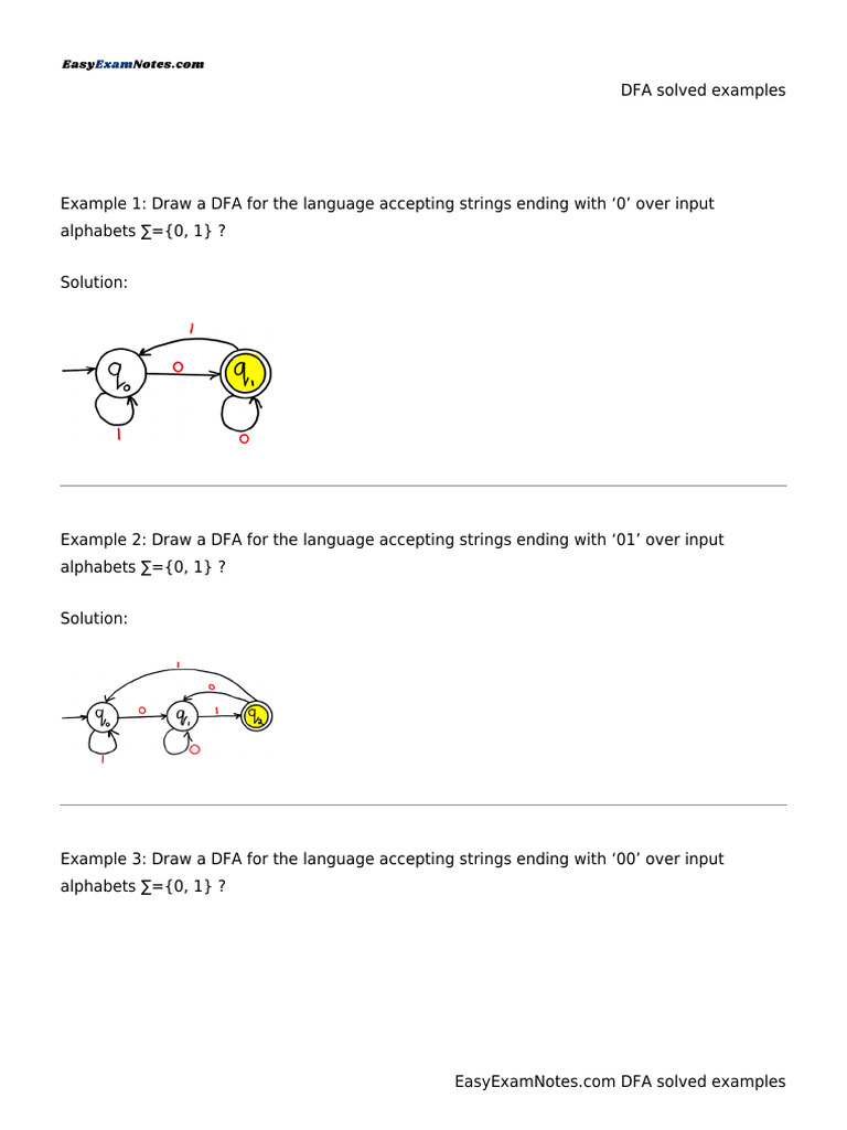 DFA Examples and Definitions Guide | PDF