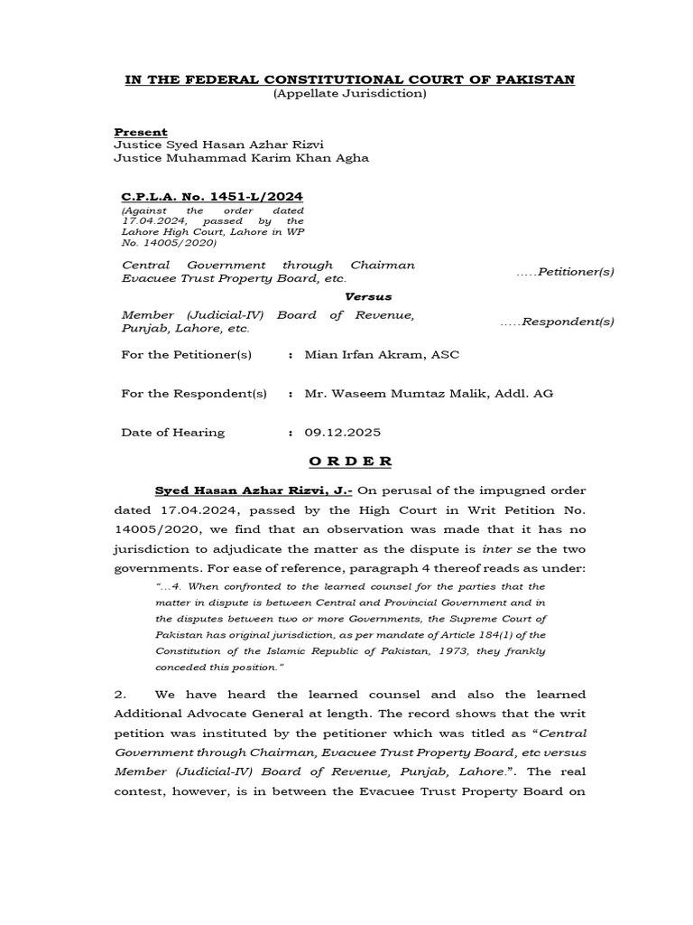 C.P.L.a.1451-L-2024(Mr. Justice Syed Hasan Azhar Rizvi) (1) | PDF ...