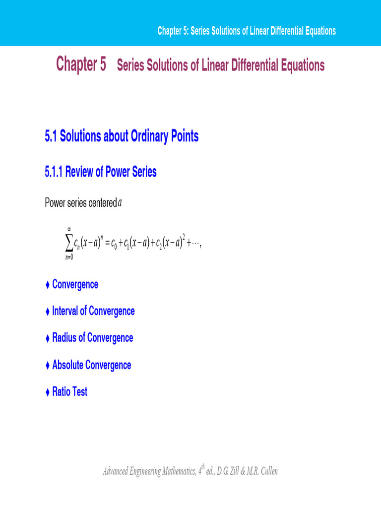 Series Solutions of Differential Equations | PDF | Power Series | Equations