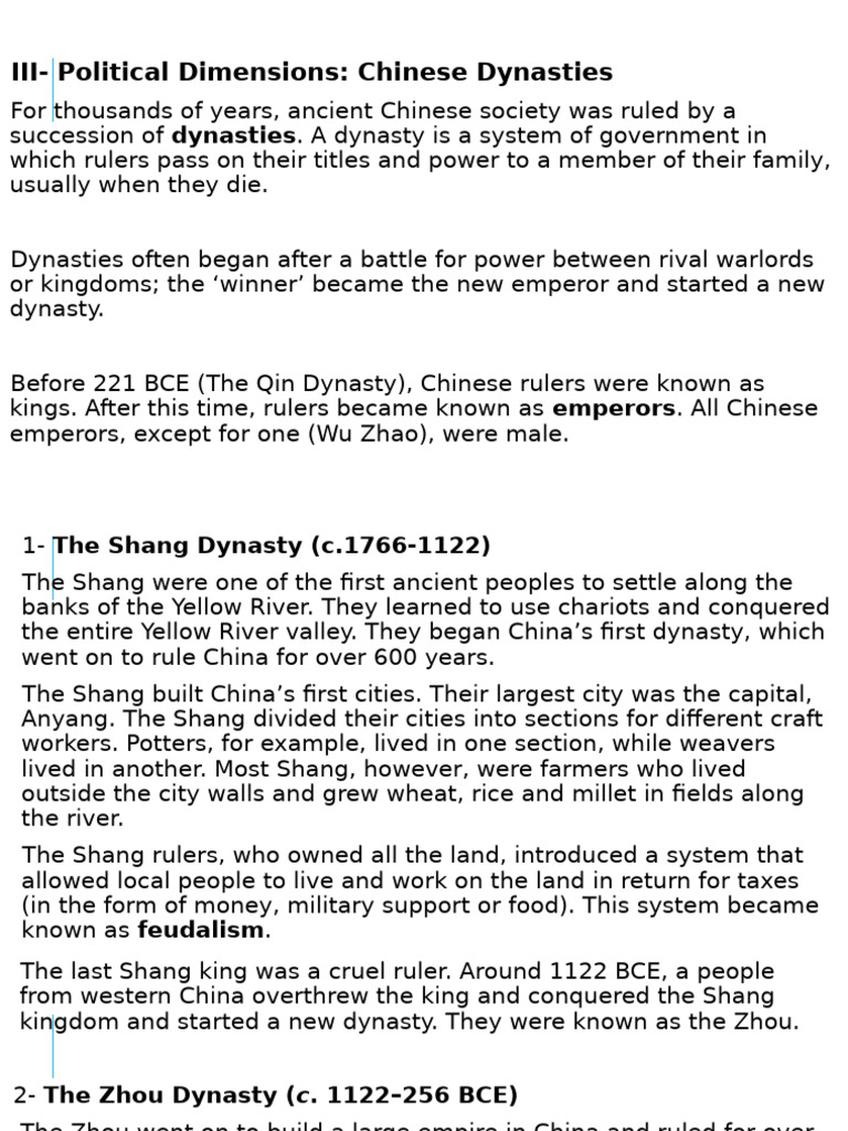 Political History of Chinese Dynasties | PDF | China | World Politics