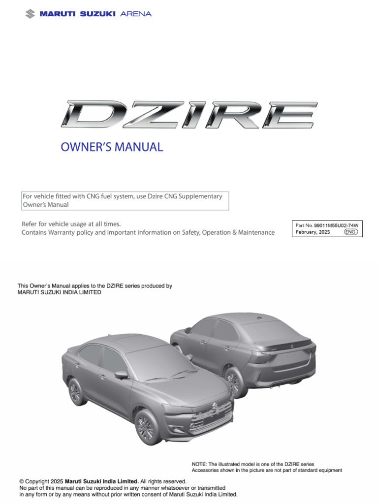 Dzire CNG Owner's Manual 2025 | PDF | Airbag | Anti Lock Braking System