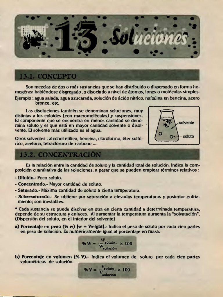 SOLUCIONES Libro de Química de RACSO Nivel Preuniversitario | PDF