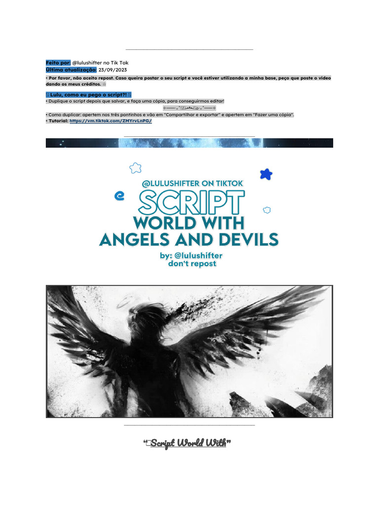 Script para Anjos e Demônios | PDF | Anjo | Demônios