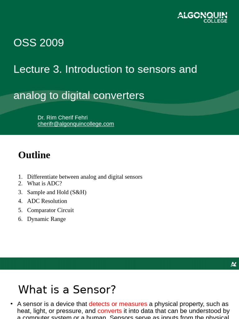 Introduction to Sensors and ADCs | PDF | Analog To Digital Converter ...