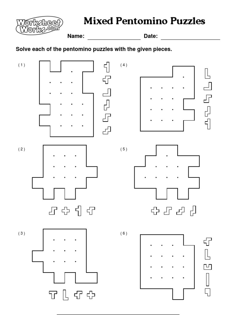 worksheet Pentominoes Worksheet pentomino puzzles