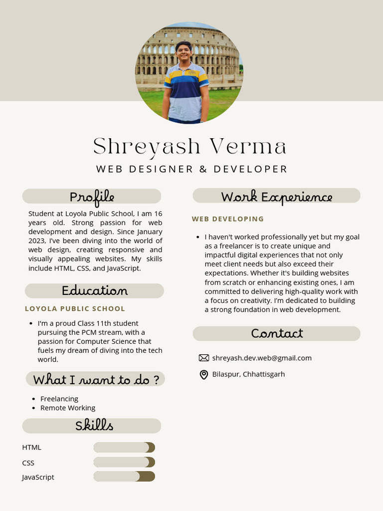 Bilaspur Student: Aspiring Web Developer | PDF