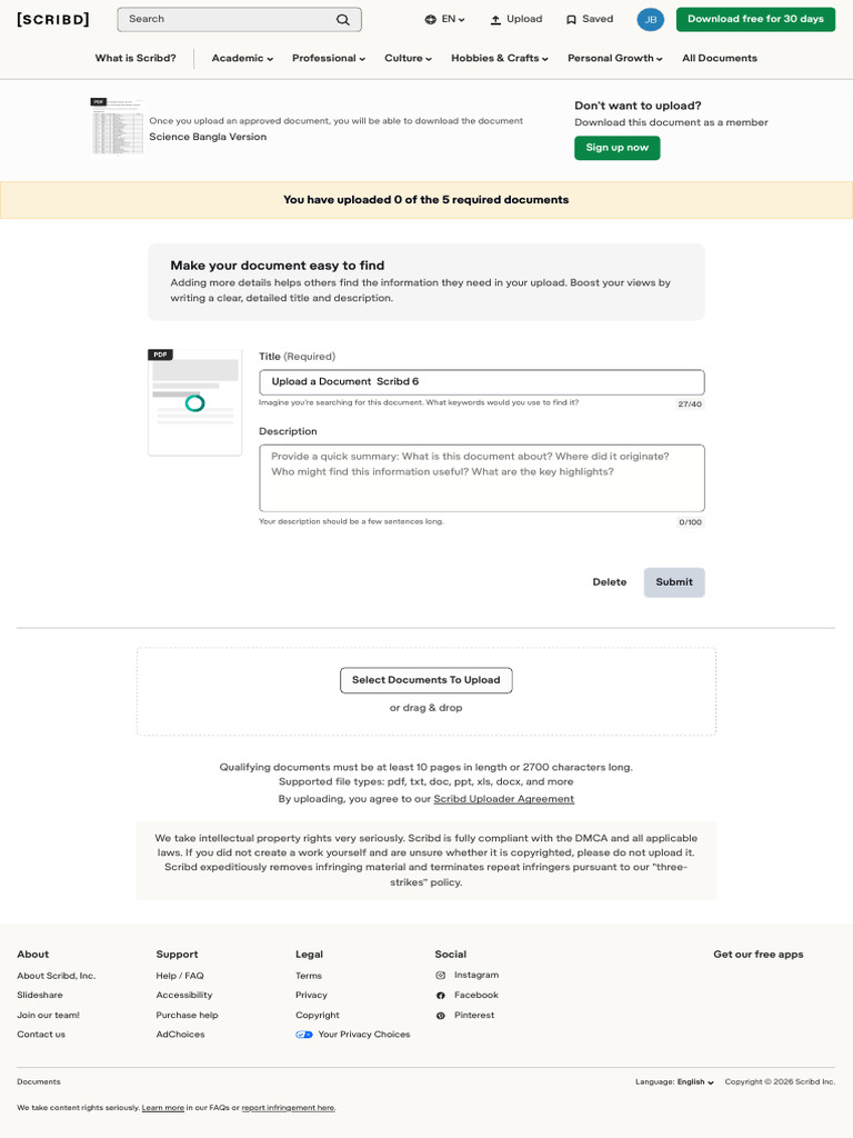 Upload a Document Scribd 7 | PDF | Scribd