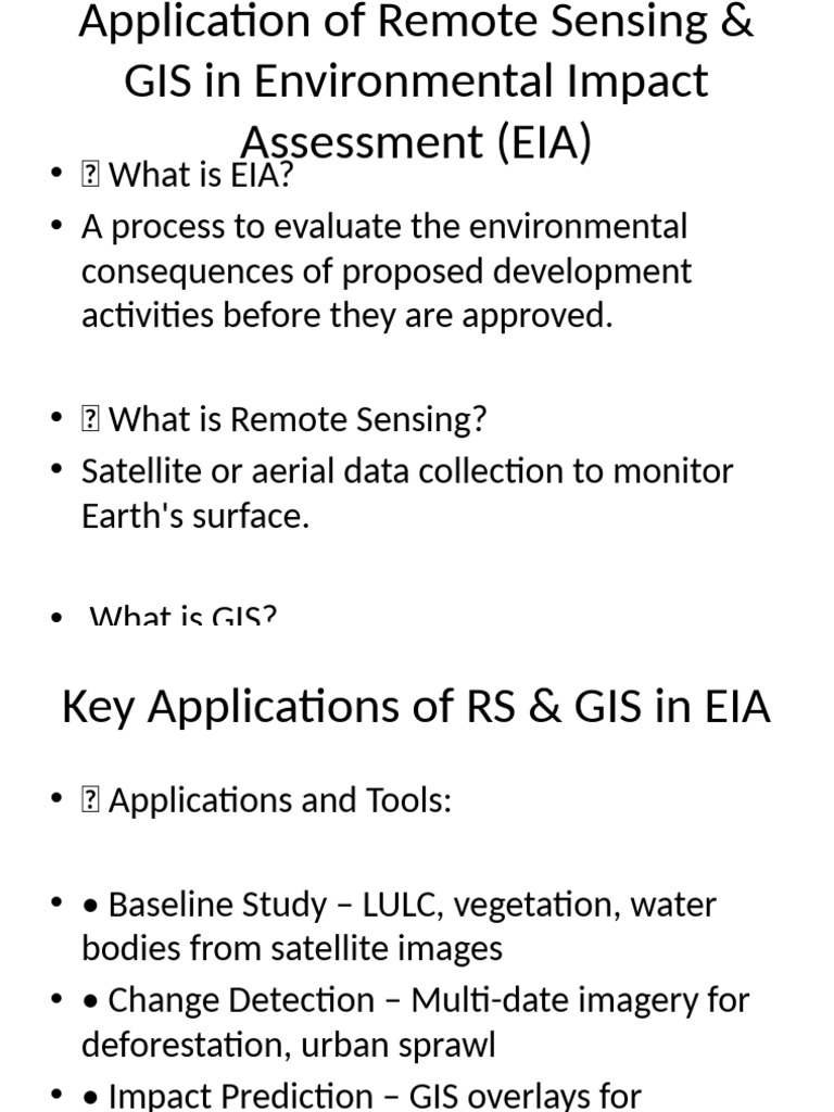 Remote Sensing & GIS in EIA Applications | PDF
