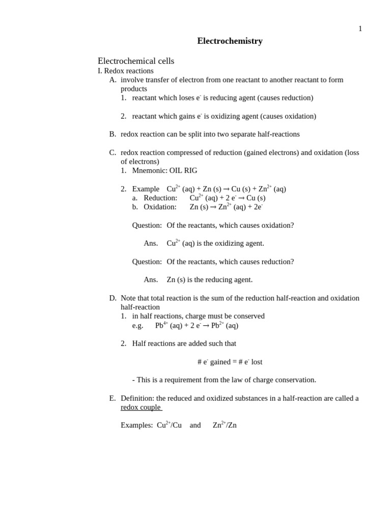 Electrochemistry | PDF | Redox | Electrochemistry