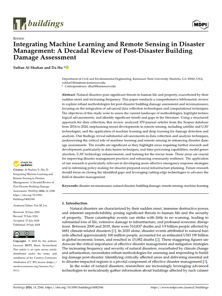 Machine Learning in Post-Disaster Damage Assessment | PDF | Unmanned ...