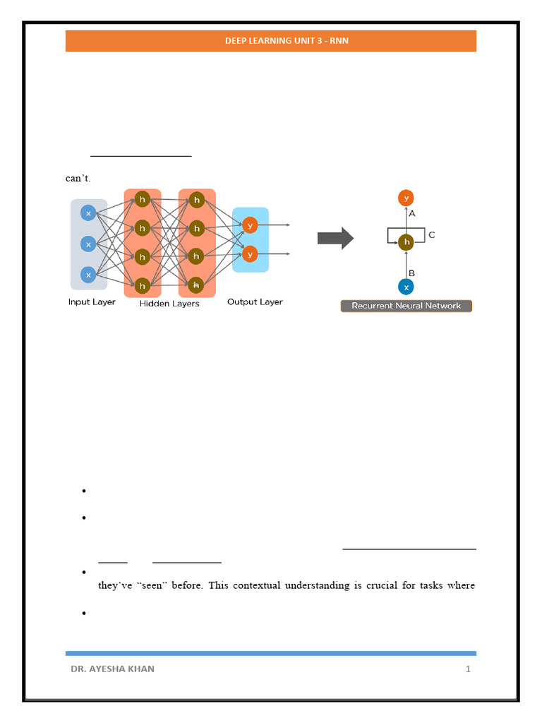 Understanding Recurrent Neural Networks | PDF | Deep Learning | Algorithms