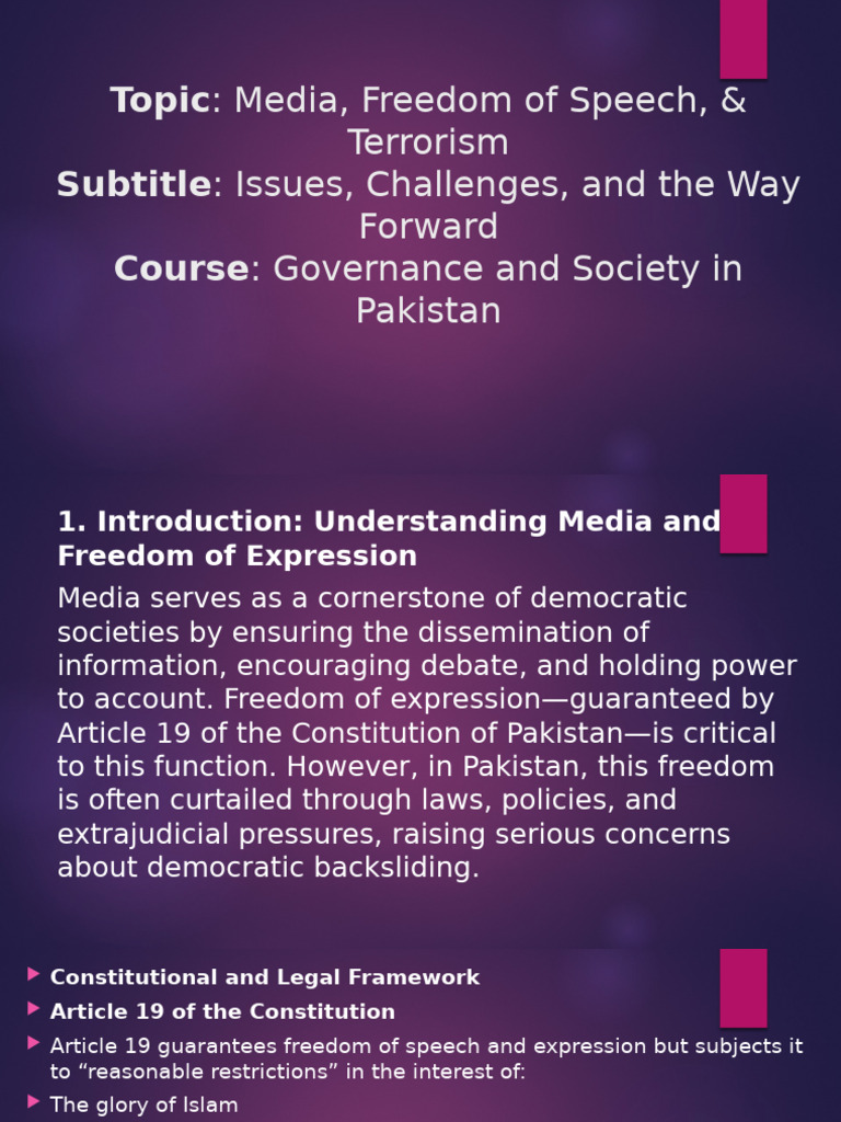 Media Freedom and Terrorism in Pakistan | PDF | Freedom Of Speech ...