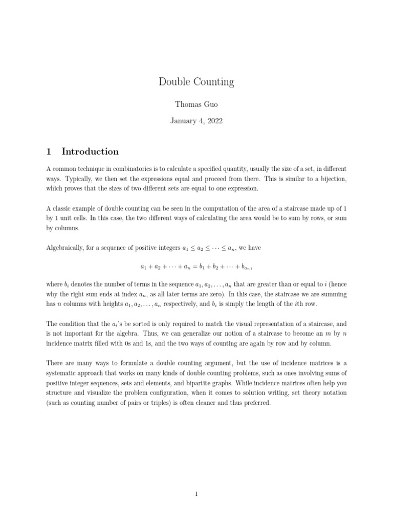 Understanding Double Counting in Combinatorics | PDF | Matrix ...