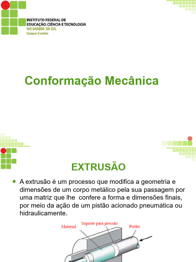 Processo de Extrusão: Tipos e Características | PDF | Extrusão | Atrito