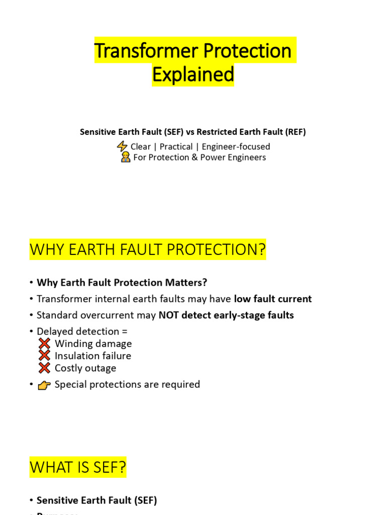 Transformer Earth Fault Protection Explained | PDF