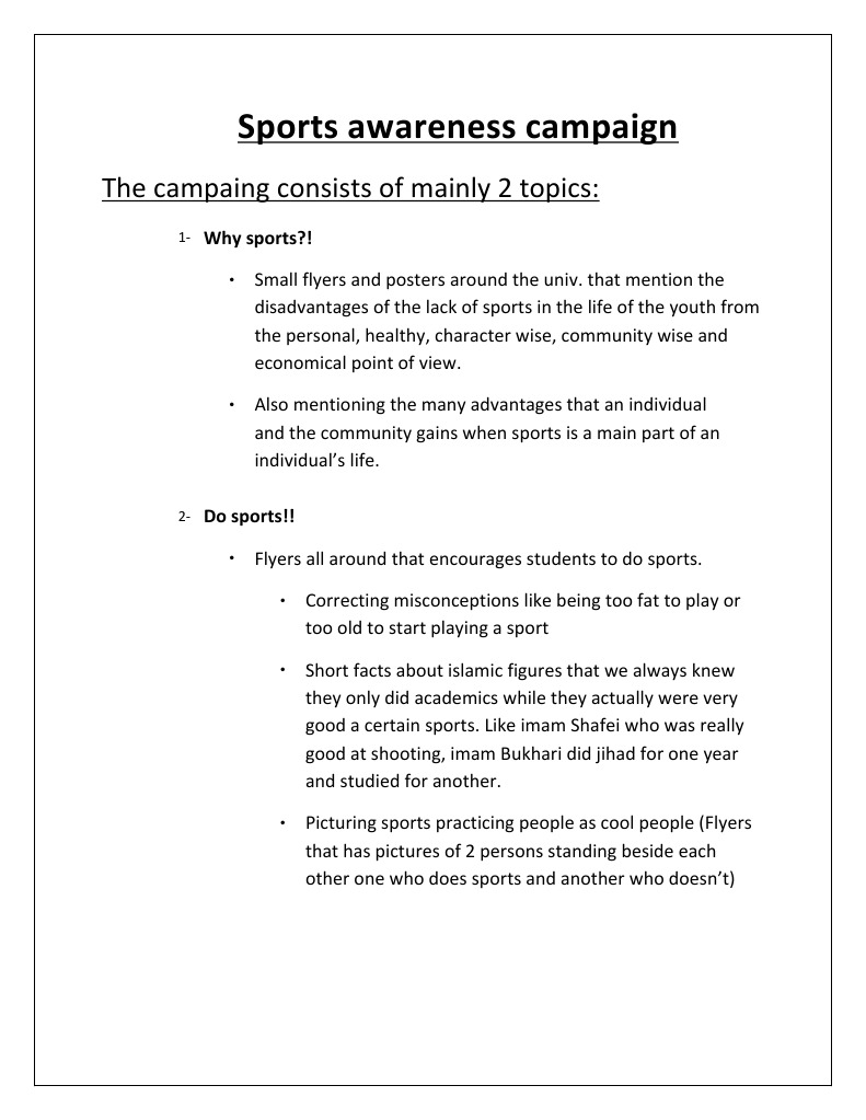 Sports Awareness Campaign Guide | PDF