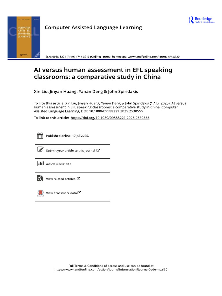 AI Versus Human Assessment in EFL Speaking Classrooms A Comparative ...