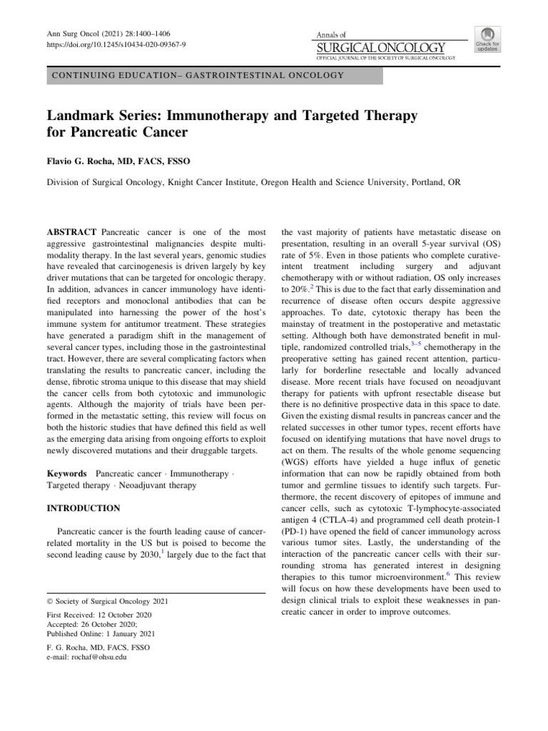 Pancreatic Cancer: Immunotherapy Advances | PDF | Pancreatic Cancer ...
