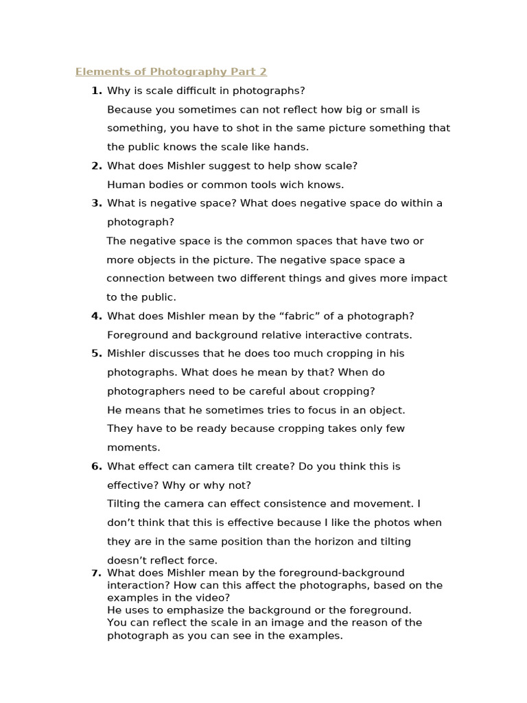 Unit Four Digital Photography Lab Questions Dropbox | PDF