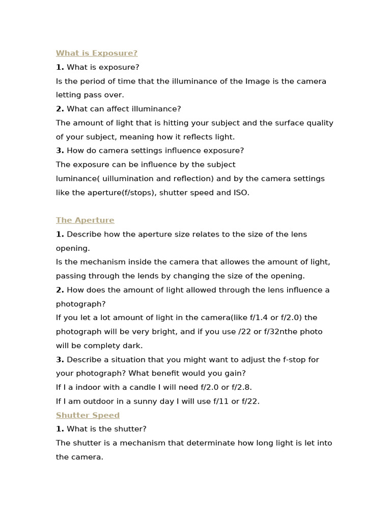 Unit Three Digital Photography Lab Questions Dropbox | PDF