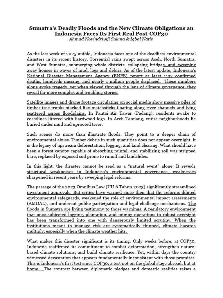 Sumatra Floods: Indonesia's Climate Crisis | PDF | Flood | Climate ...