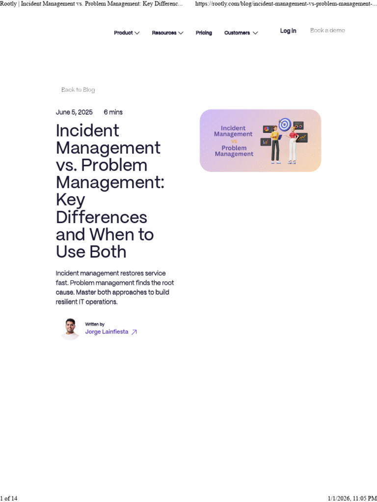 Incident Management vs. Problem Managet | PDF | Incident Management ...