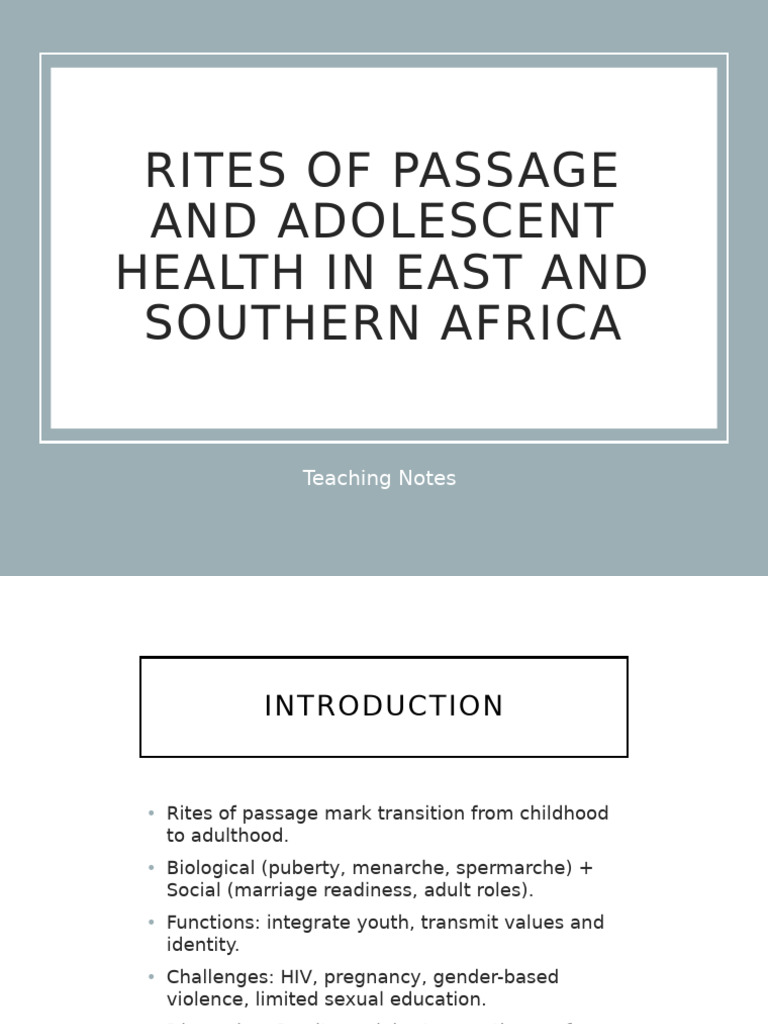 Rites of Passage and Adolescent Health | PDF | Circumcision | Xhosa People