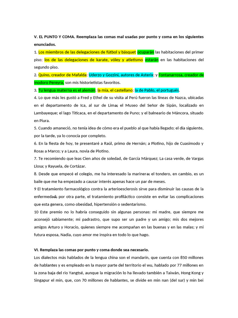 Uso correcto de punto y coma y dos puntos | PDF