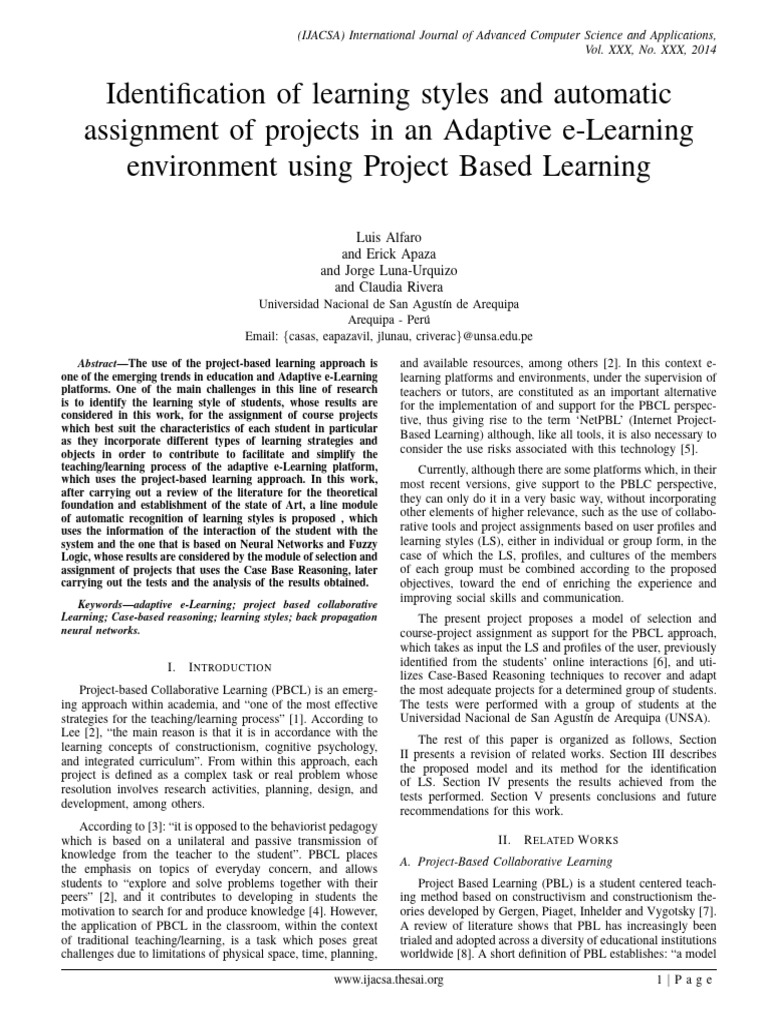 Adaptive e-Learning Project Assignment | PDF | Learning | Educational ...