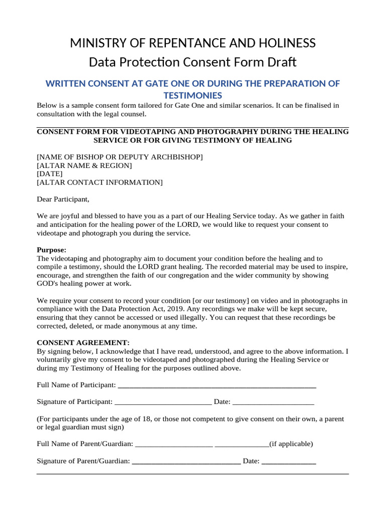 Sample Data Protection Consent Form | PDF