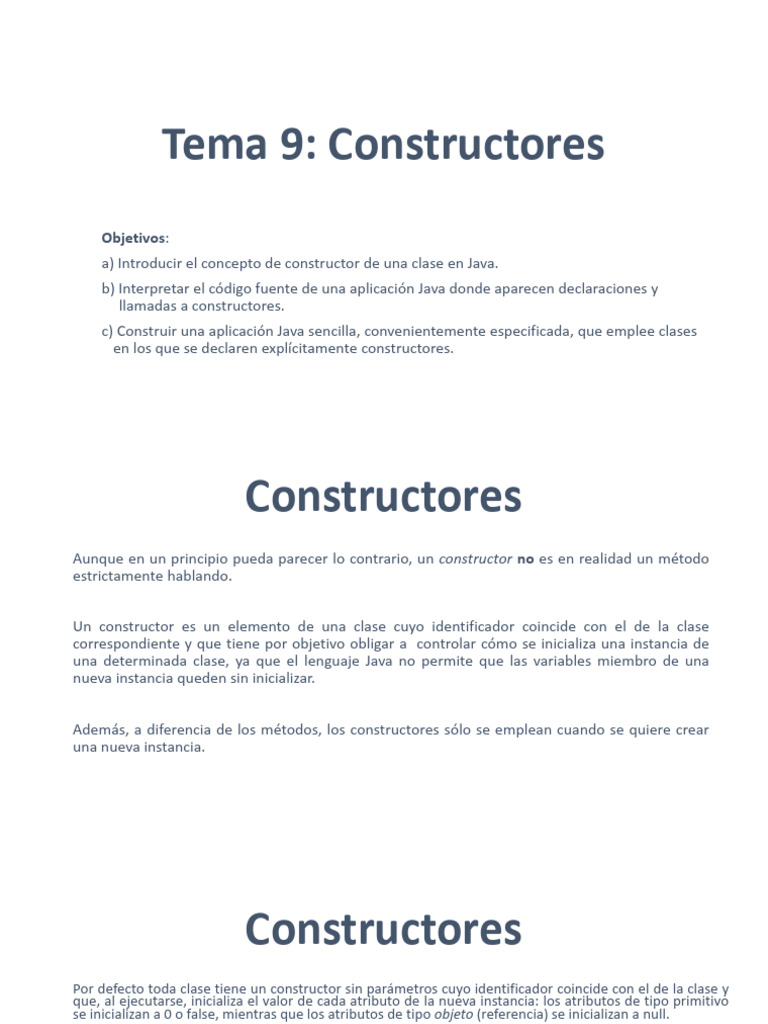 Tema 9. Constructores | PDF | Constructor (Programación Orientada a ...