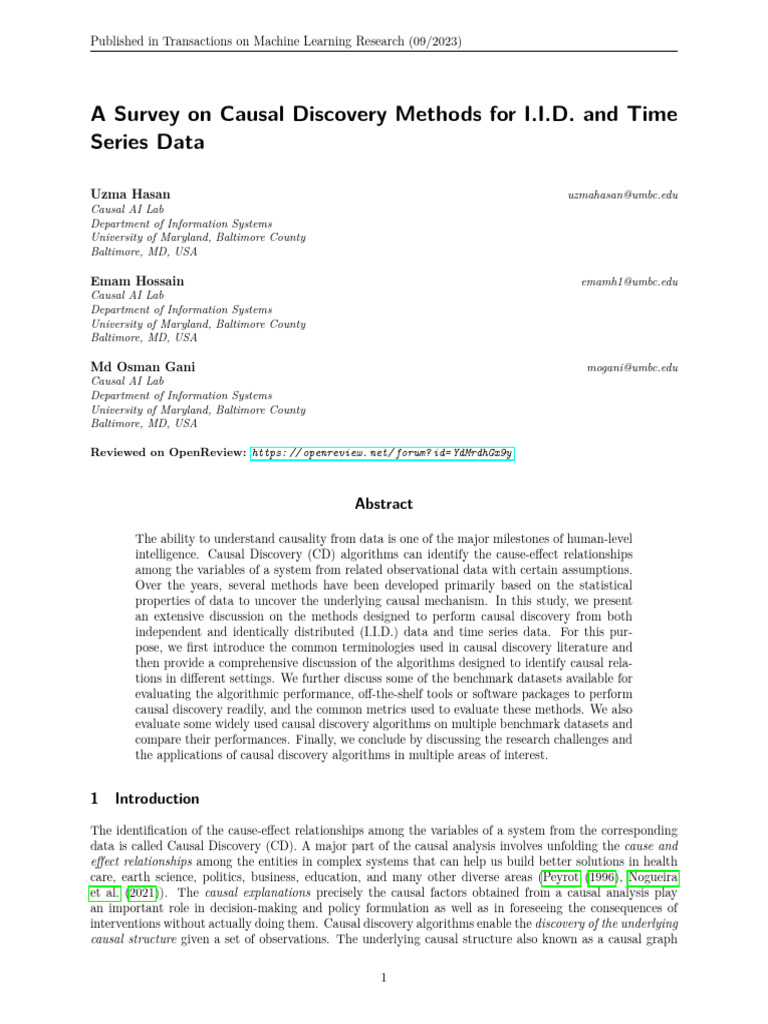 Causal Discovery Methods Survey | PDF | Causality | Discrete Mathematics