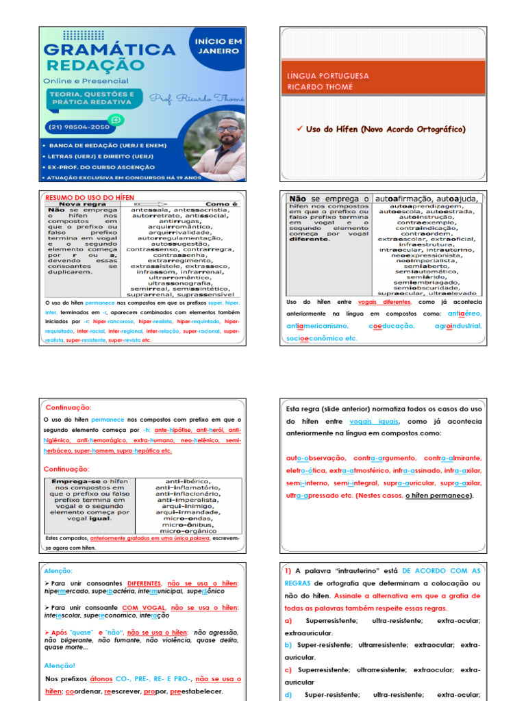 Uso do Hífen no Novo Acordo Ortográfico | PDF | Plural | Adjetivo