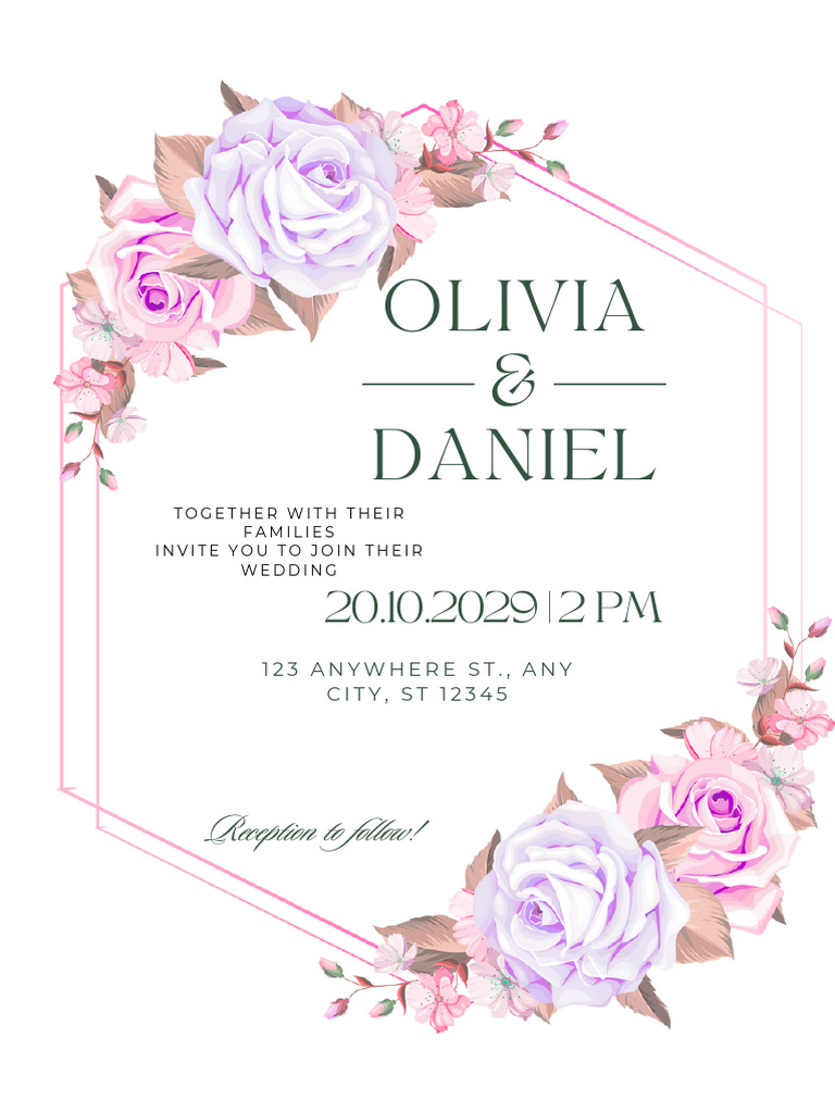 Pink and Beige Watercolor Floral Griha Pravesh Ceremony Invitation ...