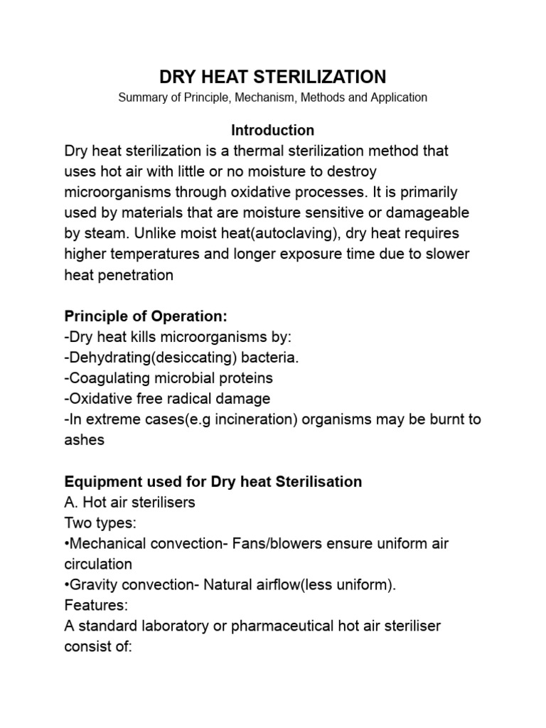 Dry Heat Sterilization Methods Explained | PDF | Sterilization ...