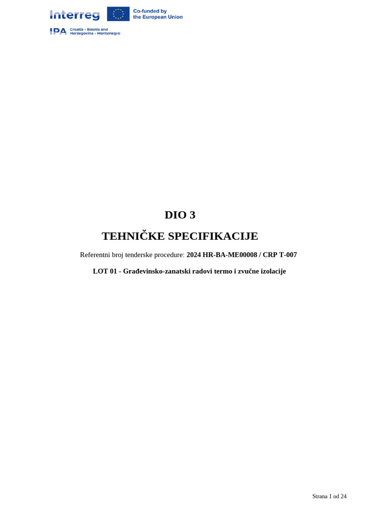 07. Dio 3 - Tehnicke Specifikacije_Technical Specifications-LOT01 | PDF