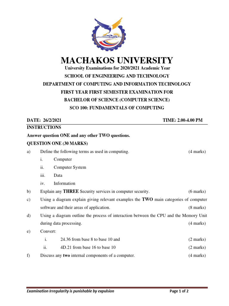 Exam Rules: Irregularity Consequences | PDF | Computing | Central ...