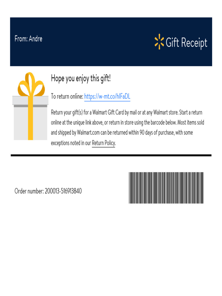Walmart Gift Return Instructions | PDF