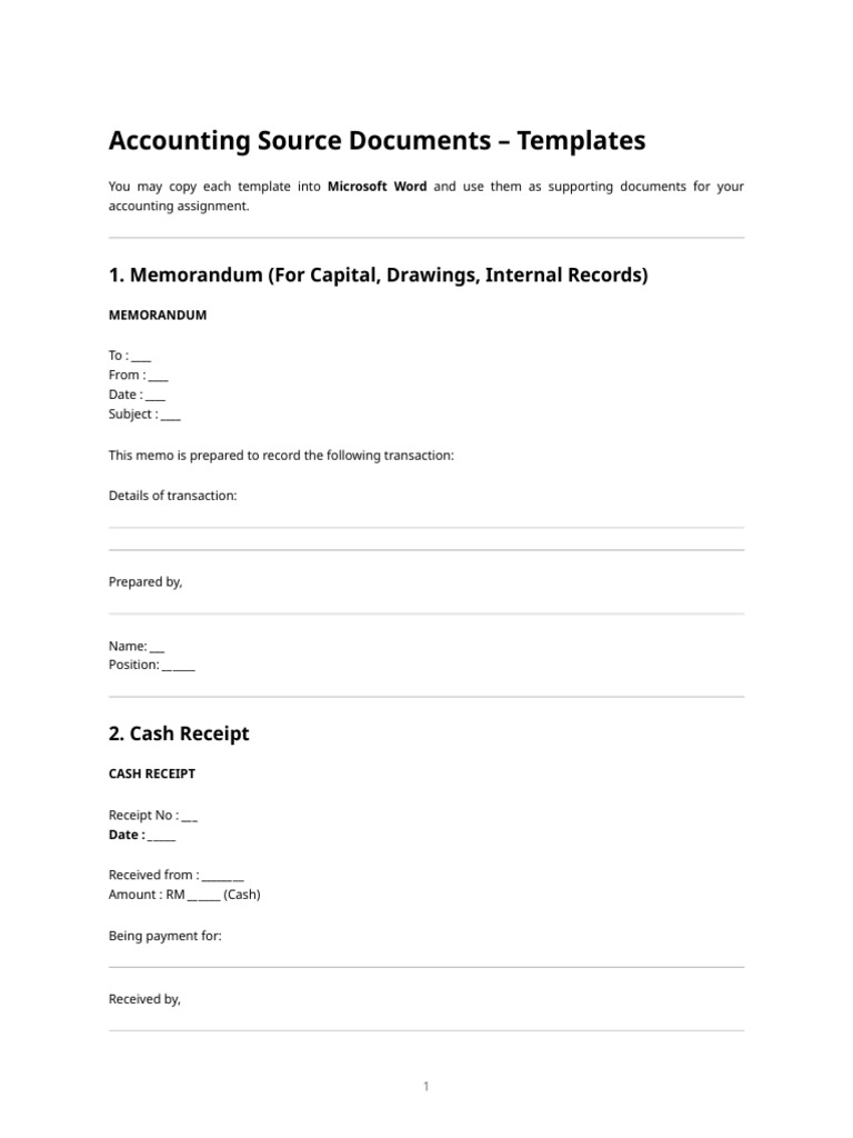 Accounting Document Templates Guide | PDF | Invoice | Receipt
