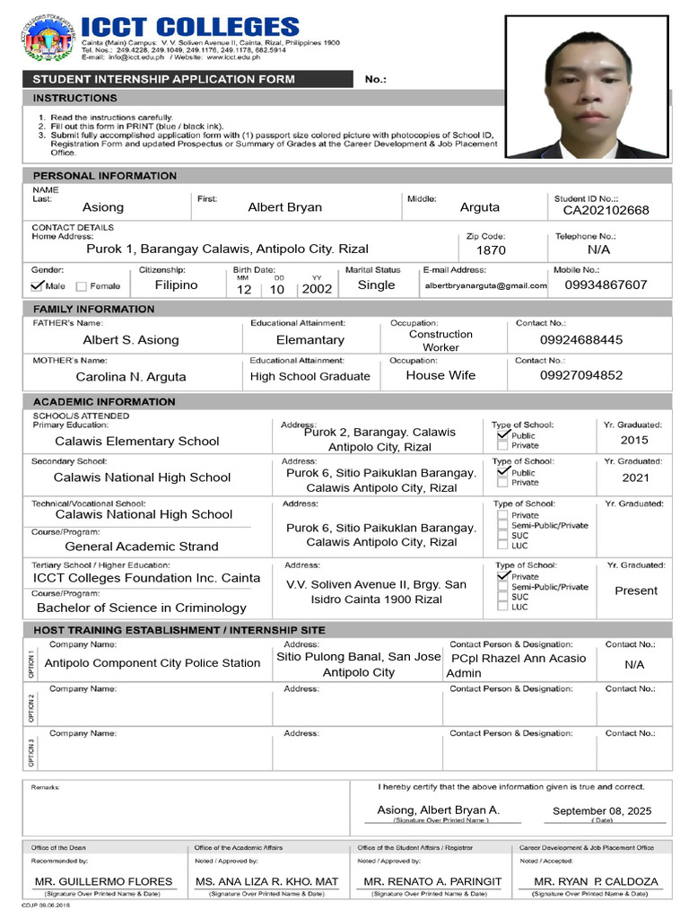 ICCT 2016 SIP Application Form 1 | PDF
