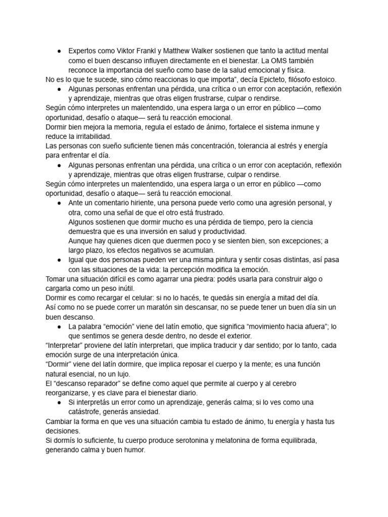 Sueño y emociones: claves del bienestar | PDF | Las emociones | Dormir