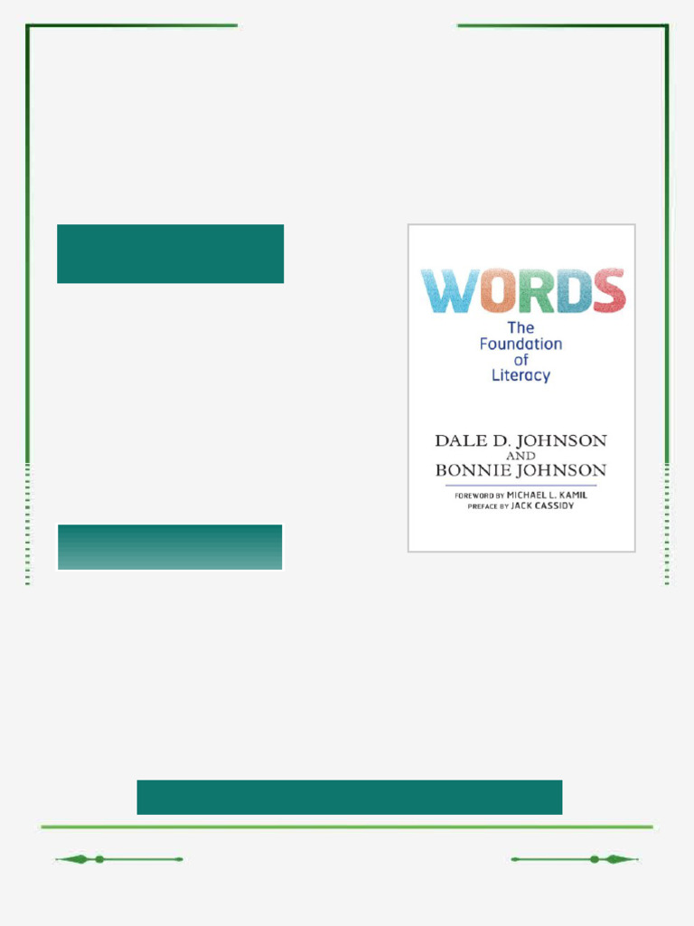 Words The Foundation of Literacy 1st Edition Dale D. Johnson ebook free ...