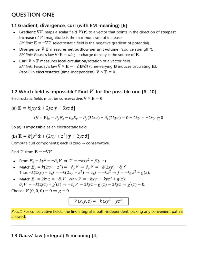 PHY 2223 Final Tutorial and Exam Practice Scope solutions | PDF ...
