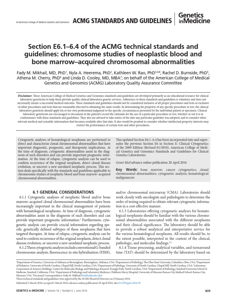 3-ACMG Guidelines for Chromosome Studies of Neoplastic Blood and BM ...