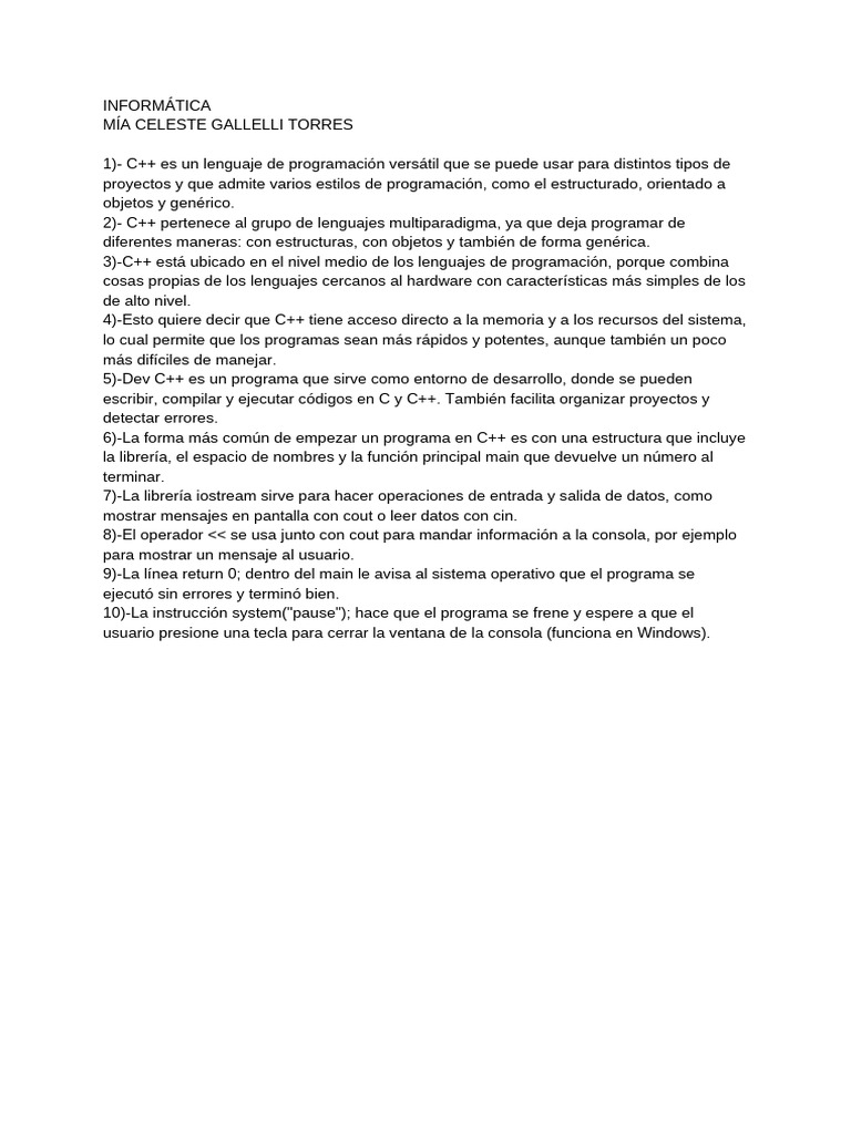 Introducción a C++ y Dev C++ | PDF