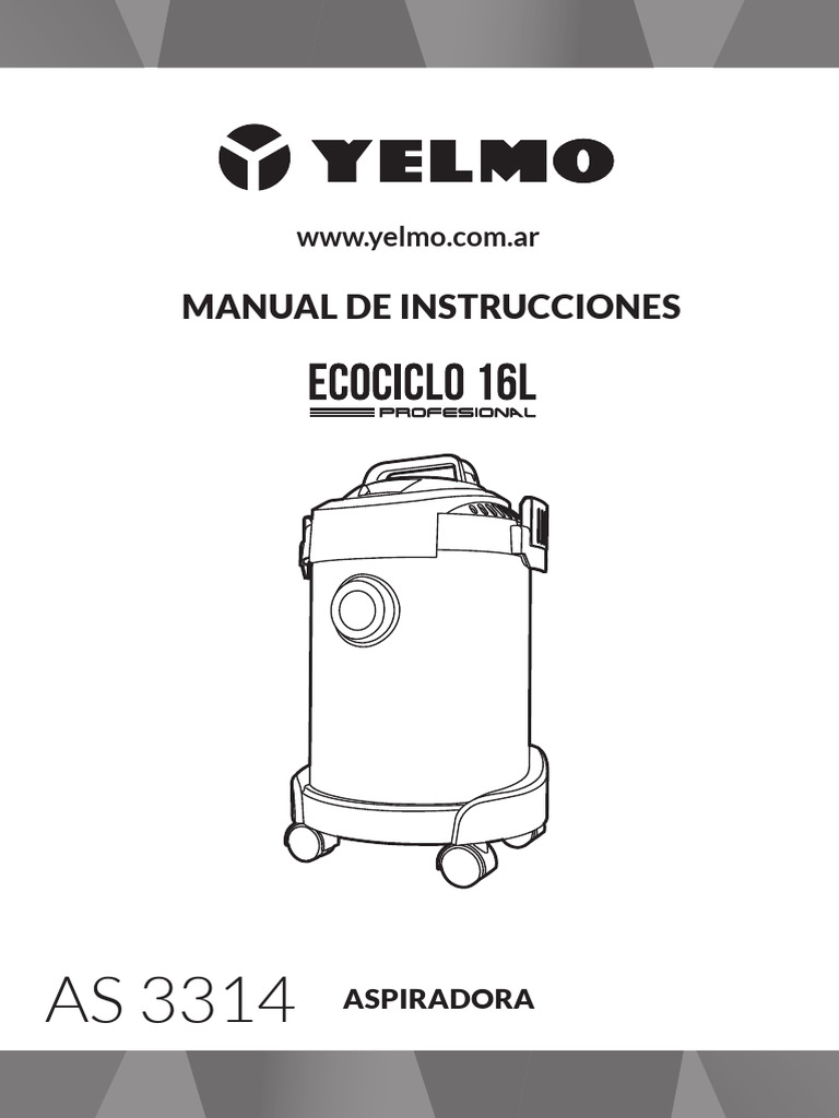 Manual de Uso Aspiradora Yelmo AS-3314 | PDF | Aspiradora