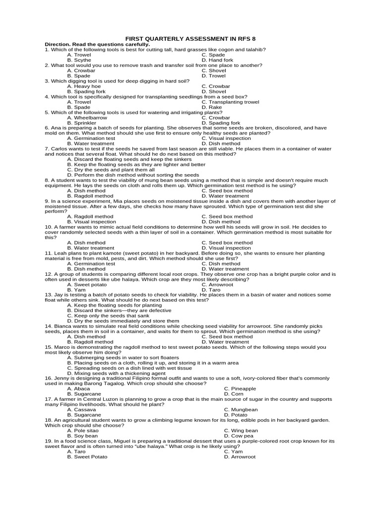 1st QA RFS | PDF | Seed | Insects
